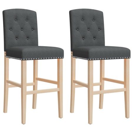 vidaXL Taburetes altos 2 uds madera maciza de caucho y tela