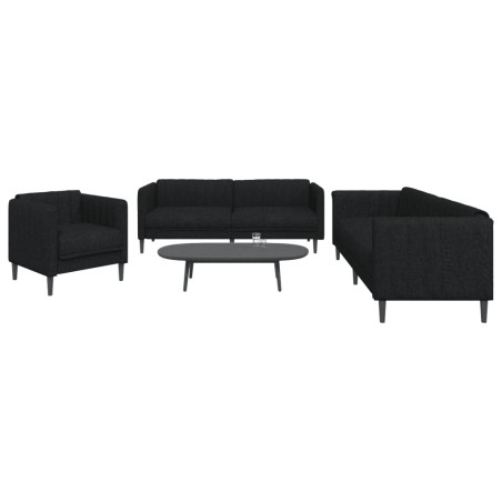 vidaXL Juego de sofás 3 piezas tela negro