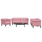 vidaXL Juego de sofás 3 piezas terciopelo rosa vidaXL Juego de sofás 3 piezas terciopelo rosa