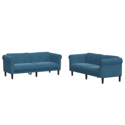 vidaXL Juego de sofás 2 piezas terciopelo azul