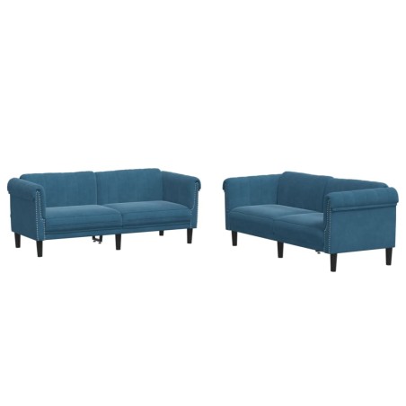 vidaXL Juego de sofás 2 piezas terciopelo azul