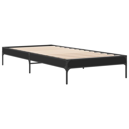 vidaXL Estructura de cama madera ingeniería y metal negro 100x200 cm