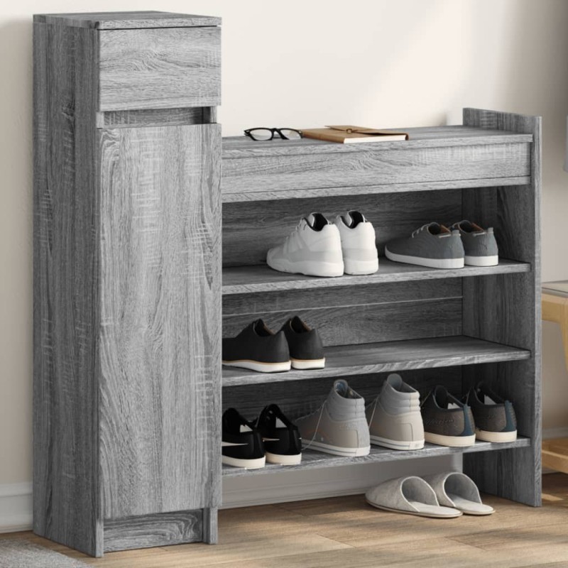 vidaXL Zapatero madera de ingeniería gris Sonoma 100,5x28x100 cm vidaXL Zapatero madera de ingeniería gris Sonoma 100,5x28x100 cm