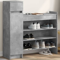 vidaXL Zapatero madera de ingeniería gris hormigón 100,5x28x100 cm
