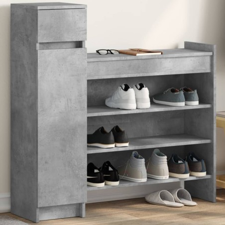 vidaXL Zapatero madera de ingeniería gris hormigón 100,5x28x100 cm