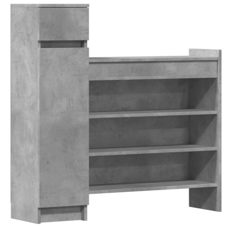 vidaXL Zapatero madera de ingeniería gris hormigón 100,5x28x100 cm