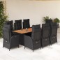 vidaXL Set de comedor de jardín 9 pzas y cojines ratán sintético negro vidaXL Set de comedor de jardín 9 pzas y cojines ratán sintético negro