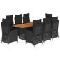 vidaXL Set de comedor de jardín 9 pzas y cojines ratán sintético negro vidaXL Set de comedor de jardín 9 pzas y cojines ratán sintético negro
