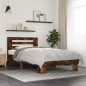 vidaXL Estructura cama madera ingeniería metal roble ahumado 90x190 cm vidaXL Estructura cama madera ingeniería metal roble ahumado 90x190 cm