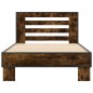vidaXL Estructura cama madera ingeniería metal roble ahumado 90x190 cm vidaXL Estructura cama madera ingeniería metal roble ahumado 90x190 cm