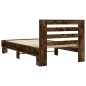 vidaXL Estructura cama madera ingeniería metal roble ahumado 90x190 cm vidaXL Estructura cama madera ingeniería metal roble ahumado 90x190 cm