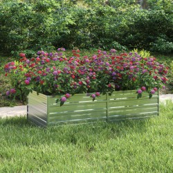 vidaXL Arriate de acero galvanizado plateado 160x80x45 cm
