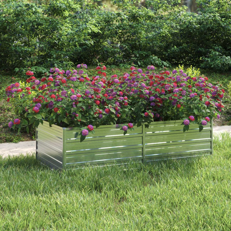 vidaXL Arriate de acero galvanizado plateado 160x80x45 cm