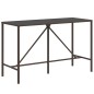 vidaXL Mesa alta bar superficie vidrio ratán PE marrón 180x70x110 cm vidaXL Mesa alta bar superficie vidrio ratán PE marrón 180x70x110 cm