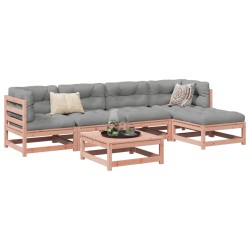 vidaXL Set de sofás jardín 6 pzas con cojines madera abeto Douglas