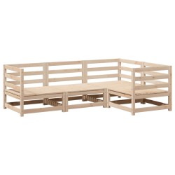 vidaXL Juego de sofás de jardín 4 pzas madera maciza de pino