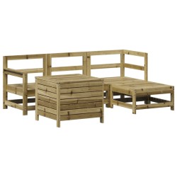 vidaXL Juego de sofás de jardín 5 piezas madera de pino impregnada