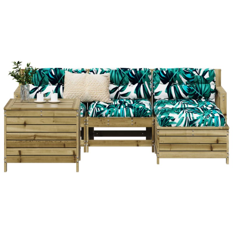 vidaXL Juego de sofás de jardín 5 piezas madera de pino impregnada vidaXL Juego de sofás de jardín 5 piezas madera de pino impregnada