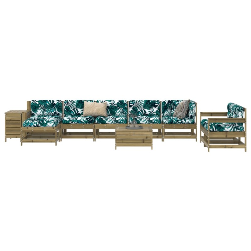 vidaXL Juego de sofás de jardín 10 pzas madera de pino impregnada vidaXL Juego de sofás de jardín 10 pzas madera de pino impregnada
