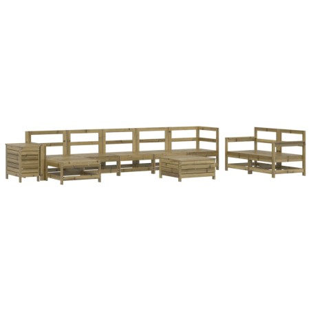 vidaXL Juego de sofás de jardín 10 pzas madera de pino impregnada
