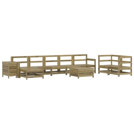 vidaXL Juego de sofás de jardín 10 pzas madera de pino impregnada