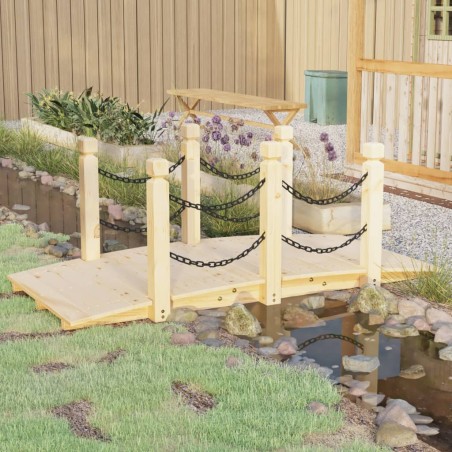 vidaXL Puente de jardín con cadenas madera maciza abeto 150x67x56cm