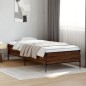 vidaXL Estructura cama madera ingeniería metal marrón roble 90x190 cm vidaXL Estructura cama madera ingeniería metal marrón roble 90x190 cm