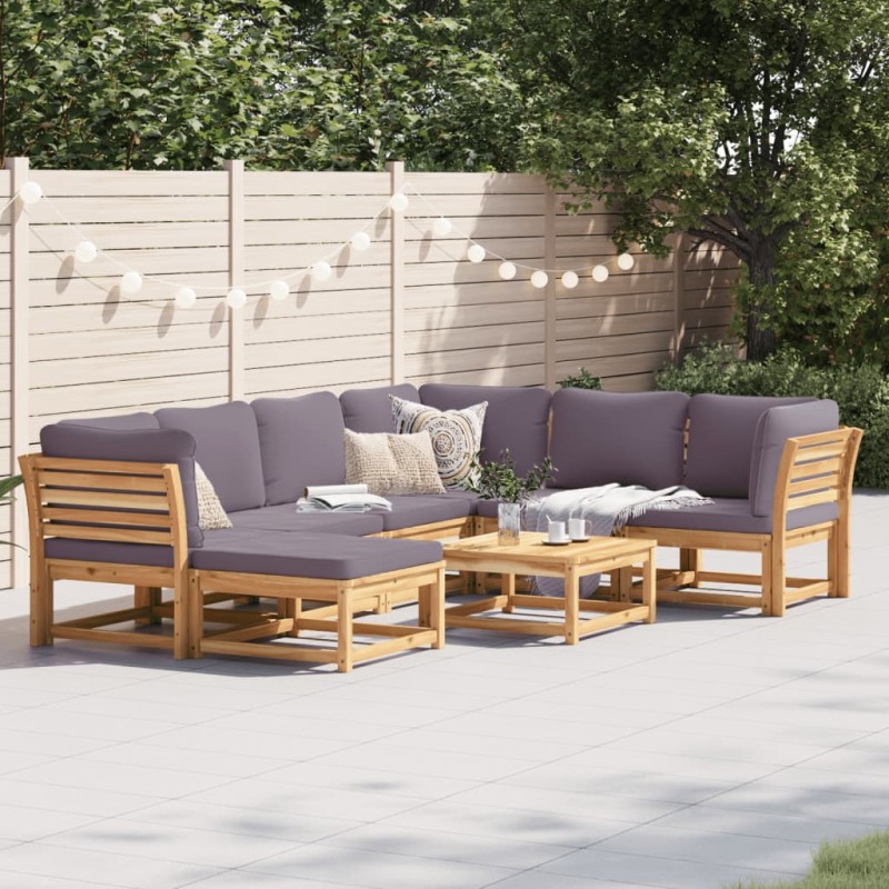 vidaXL Juego de muebles jardín 8 pzas con cojines madera maciza acacia vidaXL Juego de muebles jardín 8 pzas con cojines madera maciza acacia