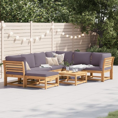 vidaXL Juego de muebles jardín 8 pzas con cojines madera maciza acacia