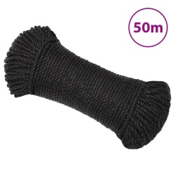 vidaXL Cuerda de trabajo polipropileno negro 6 mm 50 m