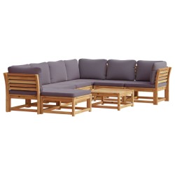 vidaXL Juego de muebles jardín 8 pzas con cojines madera maciza acacia