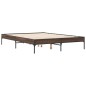 vidaXL Estructura cama madera ingeniería metal marrón roble 135x190 cm vidaXL Estructura cama madera ingeniería metal marrón roble 135x190 cm