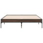 vidaXL Estructura cama madera ingeniería metal marrón roble 135x190 cm vidaXL Estructura cama madera ingeniería metal marrón roble 135x190 cm