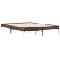 vidaXL Estructura cama madera ingeniería metal marrón roble 135x190 cm vidaXL Estructura cama madera ingeniería metal marrón roble 135x190 cm