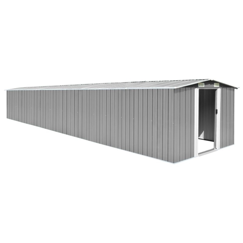vidaXL Cobertizo de jardín acero galvanizado gris 257x779x181 cm vidaXL Cobertizo de jardín acero galvanizado gris 257x779x181 cm