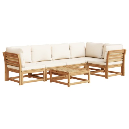 vidaXL Juego de muebles jardín 6 pzas con cojines madera maciza acacia
