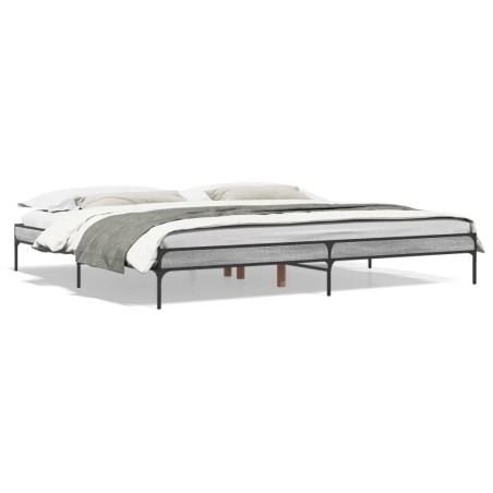 vidaXL Estructura cama madera ingeniería metal gris Sonoma 200x200 cm