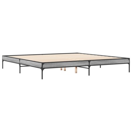 vidaXL Estructura cama madera ingeniería metal gris Sonoma 200x200 cm