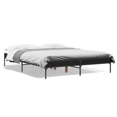vidaXL Estructura de cama madera de ingeniería y metal negro 150x200cm