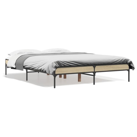 vidaXL Estructura cama madera ingeniería metal roble Sonoma 120x190 cm