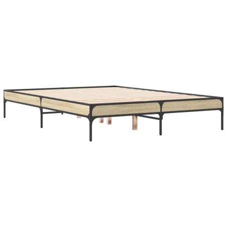 vidaXL Estructura cama madera ingeniería metal roble Sonoma 120x190 cm