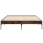 vidaXL Estructura cama madera ingeniería metal roble ahumado 150x200cm vidaXL Estructura cama madera ingeniería metal roble ahumado 150x200cm