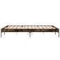 vidaXL Estructura cama madera ingeniería metal roble ahumado 150x200cm vidaXL Estructura cama madera ingeniería metal roble ahumado 150x200cm