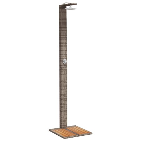 vidaXL Ducha de exterior ratán PE y madera acacia gris 50x55x224 cm