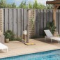 vidaXL Ducha de exterior ratán PE y madera acacia gris 50x55x224 cm