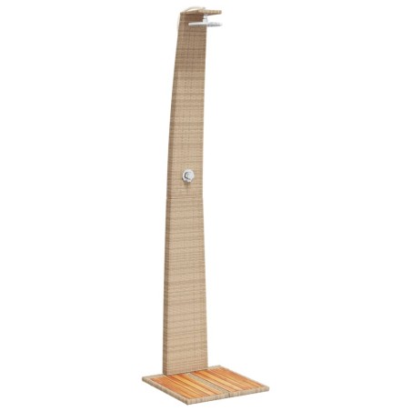 vidaXL Ducha de exterior ratán PE y madera acacia beige 55x60x224 cm