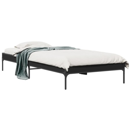 vidaXL Estructura de cama madera de ingeniería y metal negra 90x190 cm