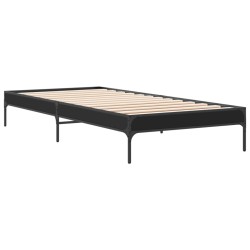 vidaXL Estructura de cama madera de ingeniería y metal negra 90x190 cm