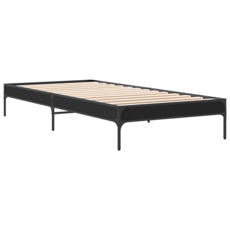 vidaXL Estructura de cama madera de ingeniería y metal negra 90x190 cm