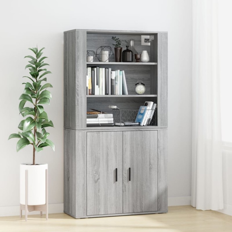 vidaXL Aparador alto de madera contrachapada gris Sonoma vidaXL Aparador alto de madera contrachapada gris Sonoma